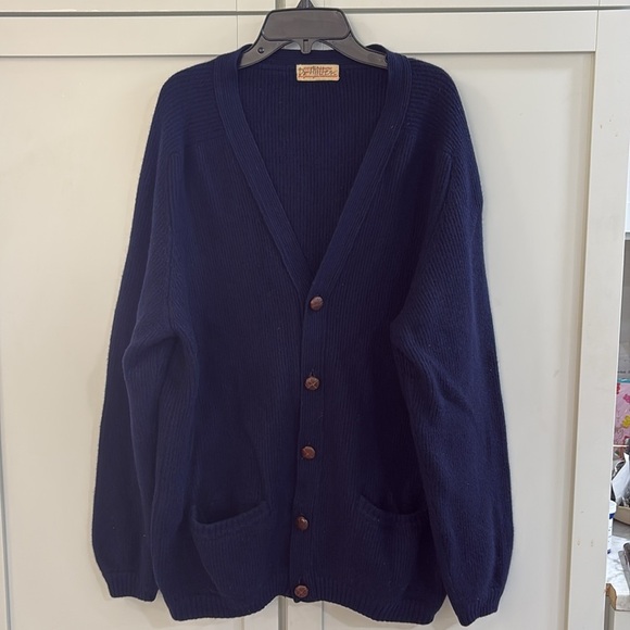 MCM Vtg Gleneagles Knitwear Co. 100% Cashmere Cardigan Navy Blue Scotland Rare - Picture 2 of 14